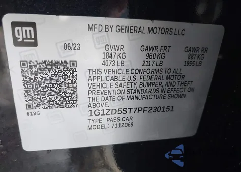 2023 Chevrolet Malibu Fwd 1Lt from USA, damaged, VIN 1G1ZD5ST7PF230151